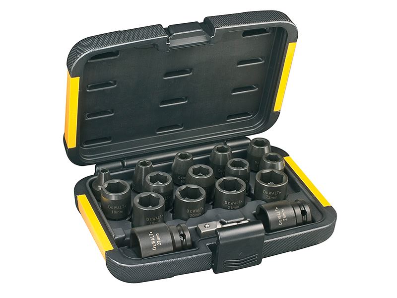 DeWALT DT7506 Impact Steeksleutelset, 17-delig, 1/2 inch aansluiting