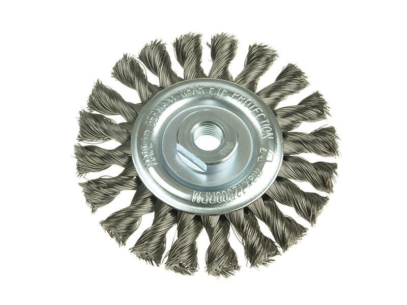 Lessmann Spazzola a Disco Nodoso - 125x14mm, Filo d'Acciaio, Foro 22.2mm