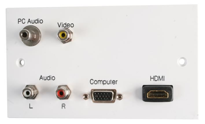 PRO SIGNAL 2 Gang AV Wallplate, White, 1x Phono, 2x Phono, VGA, HDMI
