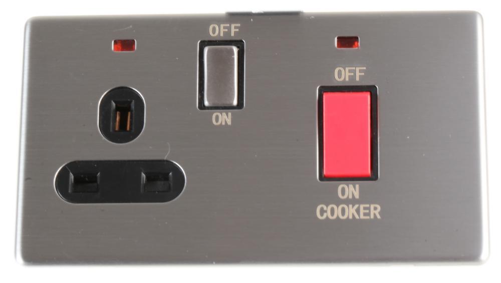 Interrupteur pour cuisinière sans vis PRO ELEC avec voyants, 45A, acier inoxyda