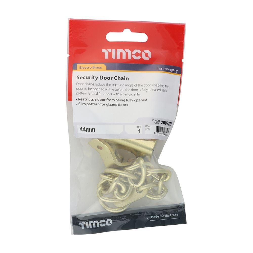 Timco 門安全鍊 - 電鍍黃銅色 (44毫米 - 1件裝)