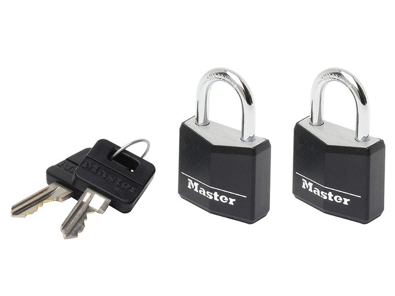 Master Lock - Glas Padlóg Alúmanaim 20mm Craiceann Vinil Dubh, Eochracha Comhch