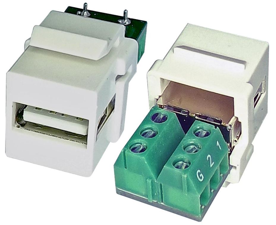 TUK USB 2.0 A Female Keystone Socket with Screw Terminals, White