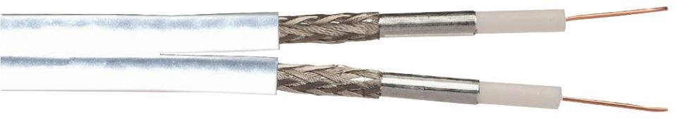 WEBRO - Câble coaxial double WF65, tresse en cuivre, blanc, bobine de 50m