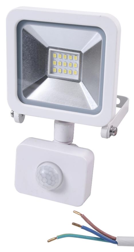 PRO ELEC Foco LED con PIR, 10W, IP44, Blanco