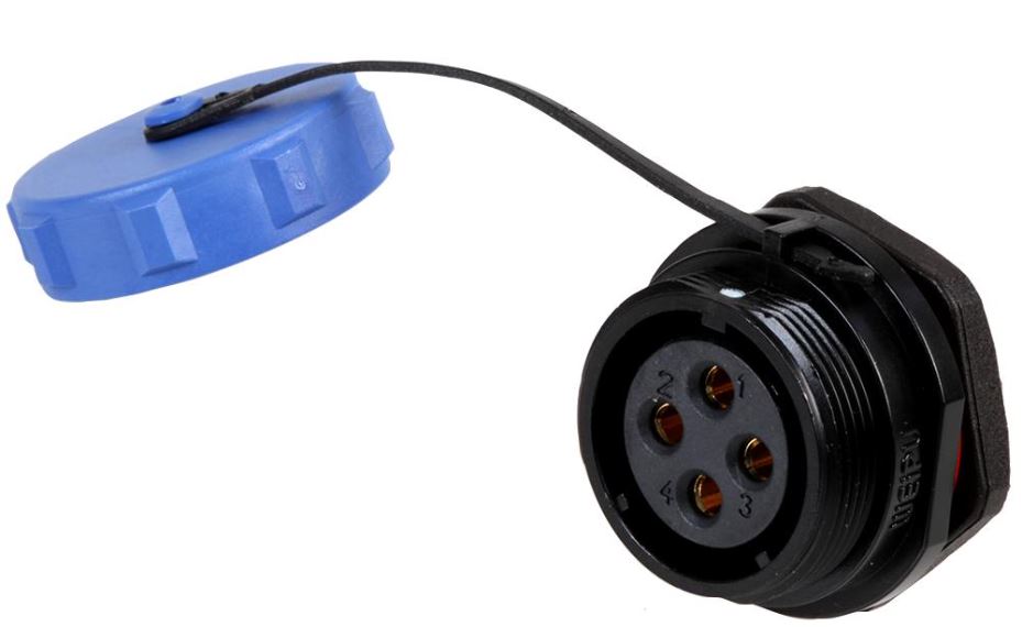 PRO ELEC Connecteur de panneau à 4 pôles fileté, IP68
