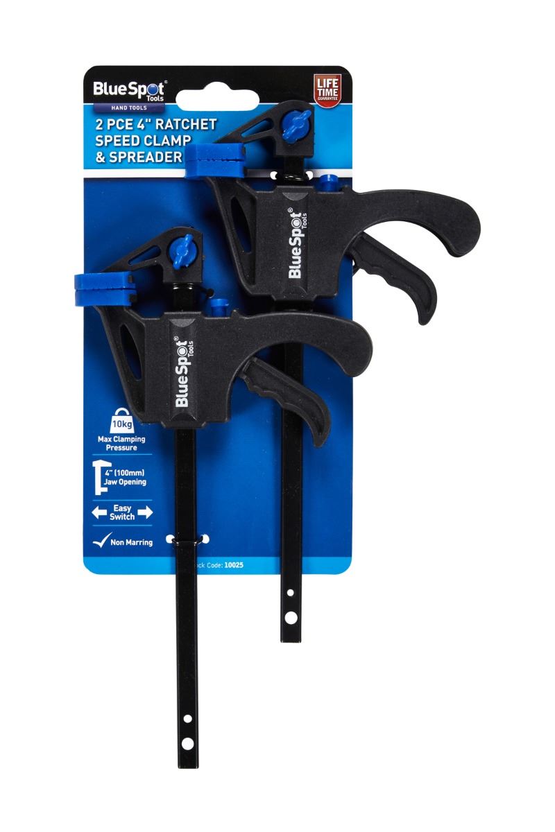 Blue Spot Tools 2-Piece 4” Ratchet Speed Clamp & Spreader Set