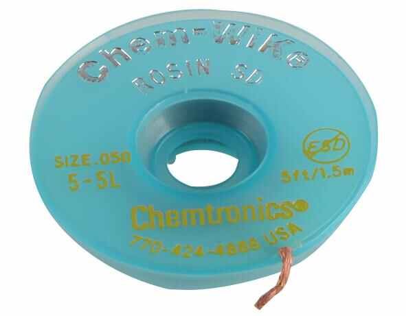 Chemtronics Chem-Wik Rosin Desoldering Braid, 1.3mm, 1.5m, Anti-Static