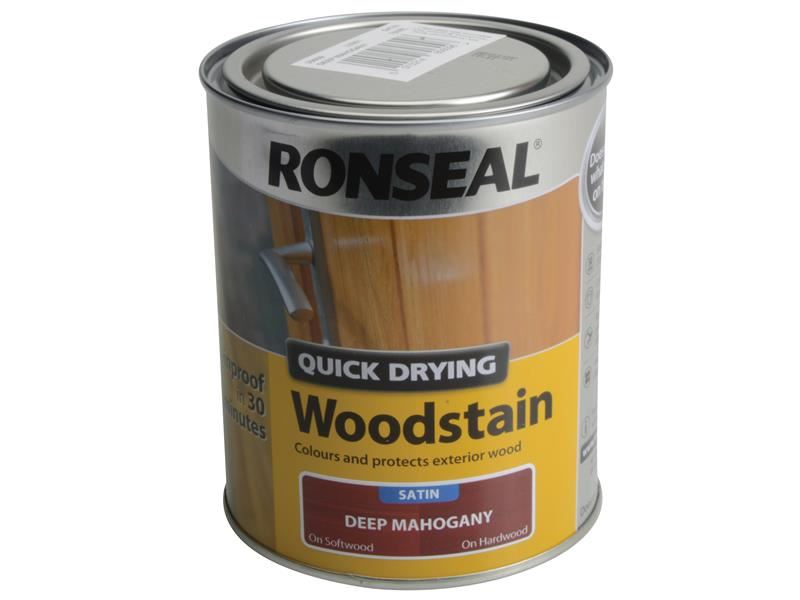 Ronseal Quick Drying Woodstain Satin, Deep Mahogany, 750ml