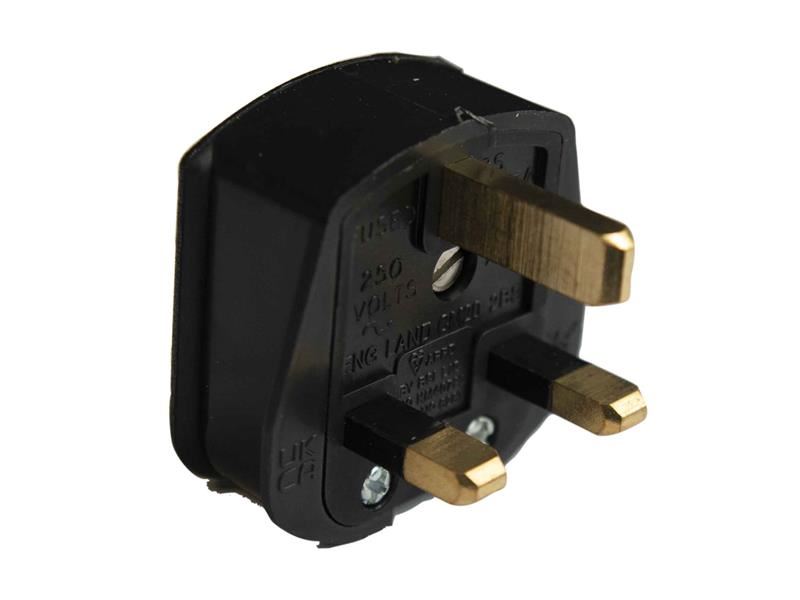 Dencon 3-Pin Rubber Plug, 13A Fused, Black, BS Standard