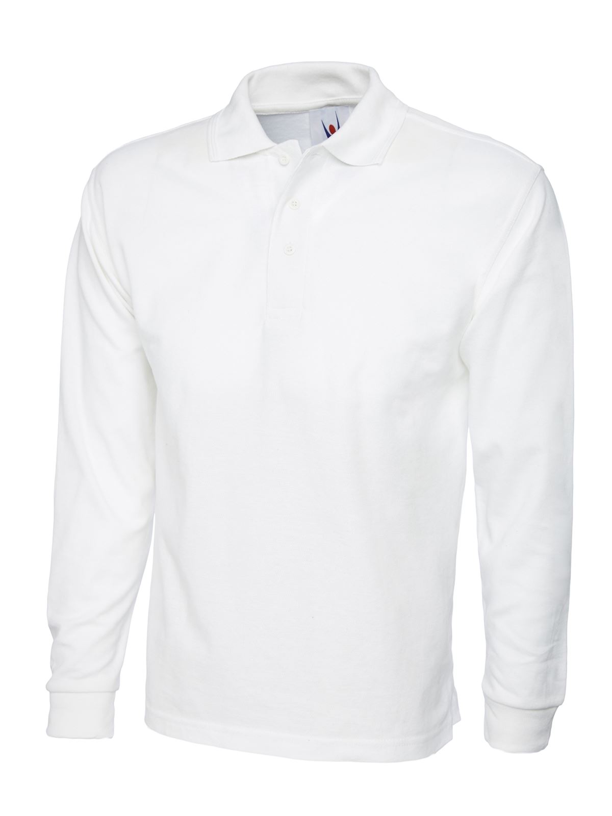 Uneek Unisex Longsleeve Polo Shirt - 50% Poly/Cotton - White - 3XL