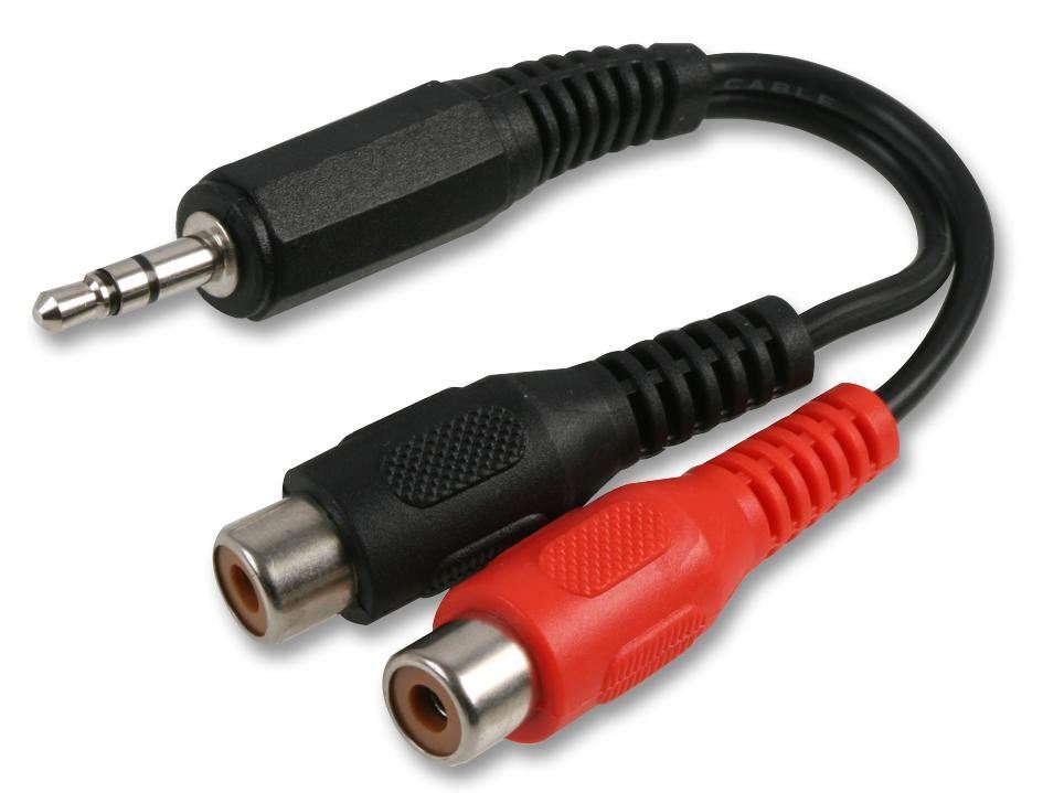 Pro Signal Dubbele RCA naar 3.5mm Stereo Jack Kabel, 0.5m Zwart