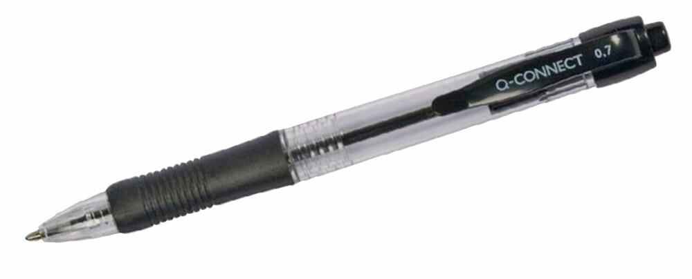 Q Connect Medium Tip Retractable Ballpoint Pens - Black, Pack of 10