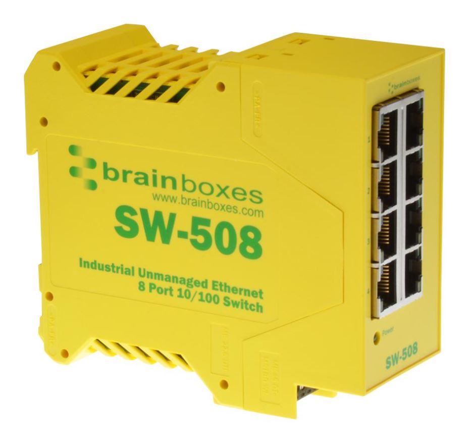 Brainboxes 8-Port Industrial Ethernet Switch, DIN Mountable, 10/100Mbps