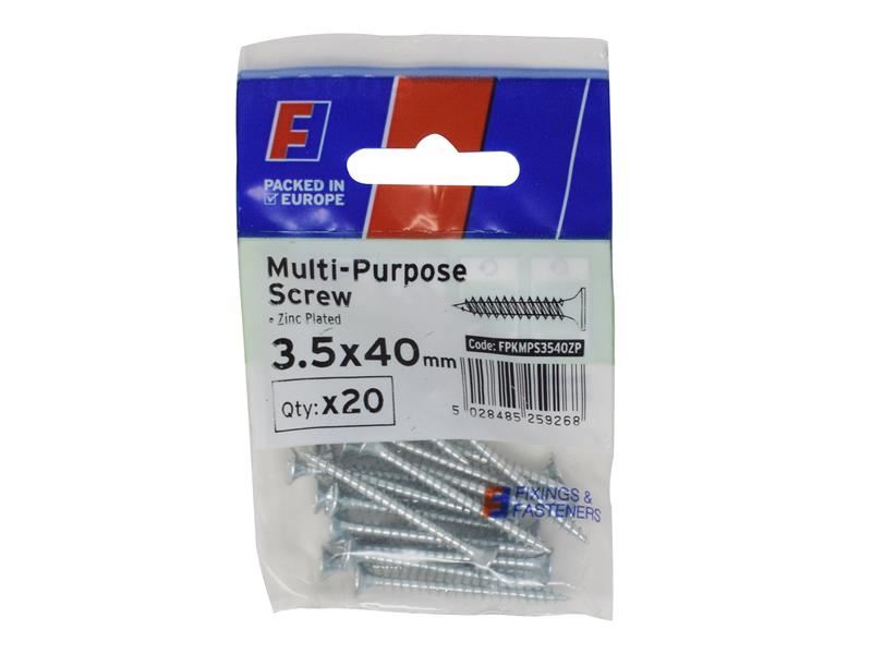 ForgeFix Multi-Purpose Pozi Screws CSK ST ZP 3.5mm x 40mm, Pack of 20