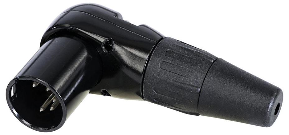 REAN Conector XLR 5 Polos RC5MR, Ángulo 90°, Contactos Dorados, Cuerpo de Zinc