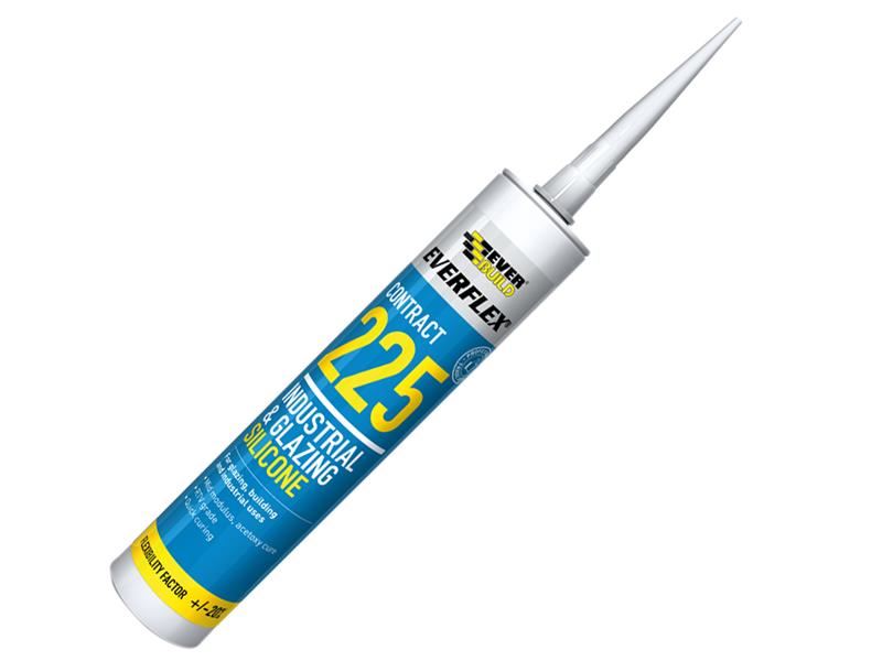 Everbuild Sika Everflex 225 Industrial & Glazing Silicone, White, 295ml