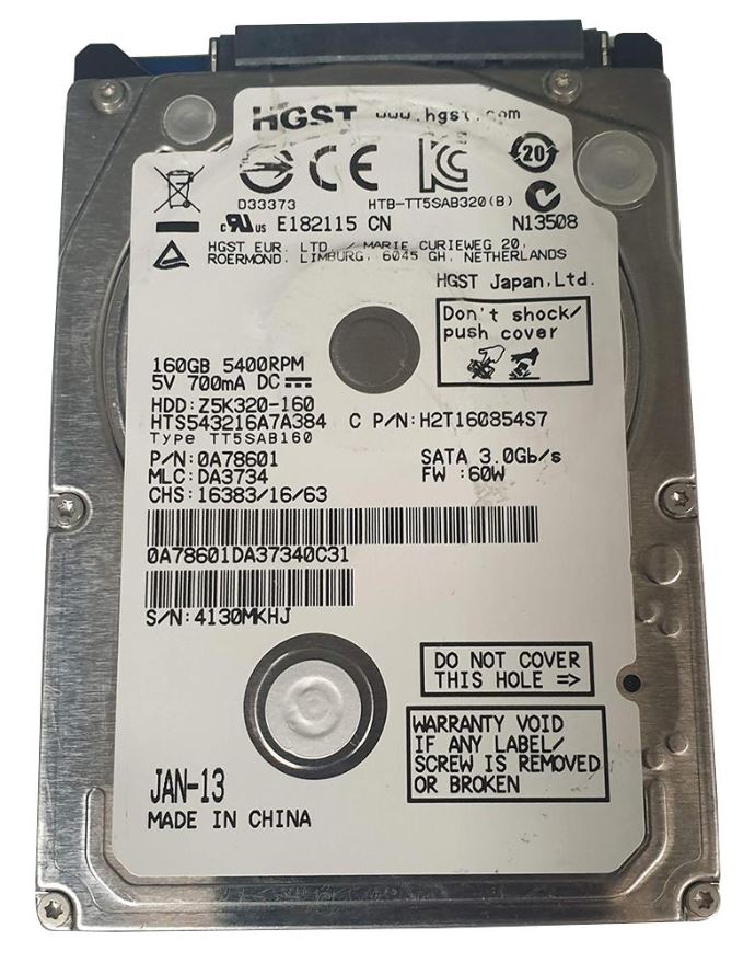 Hitachi Recertified 2.5in SATA 3Gb/s 160GB HDD