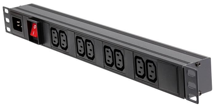 LMS DATA 1U 8口 10A IEC C13〜C20 水平型電源分配ユニット(PDU)