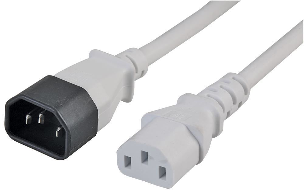 Pro Elec Cavo di Alimentazione IEC da Maschio a Femmina 5m, Bianco, 10A