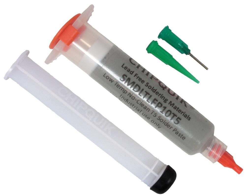 CHIP QUIK Lötzinnpaste bleifrei bei niedriger Temperatur, Spritze mit Kolben & 