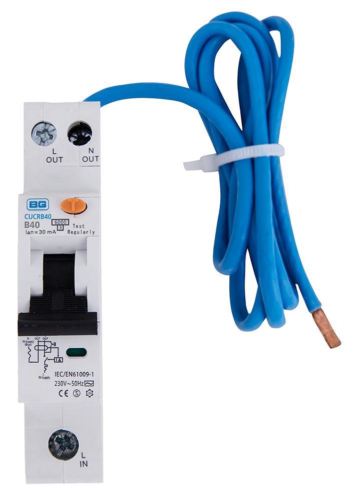 BG ELECTRICAL RCBO Monopolar 40A Compacto, Curva B, 30mA