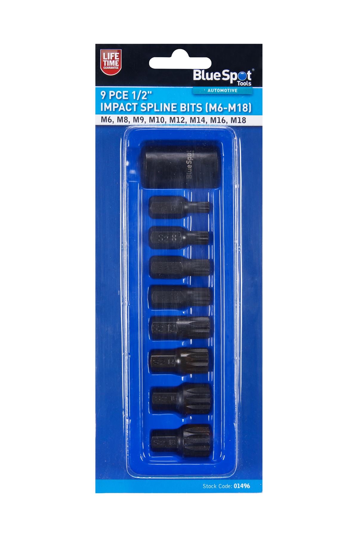 Blue Spot Juego de 9 Puntas de Impacto 1/2'' M6-M18