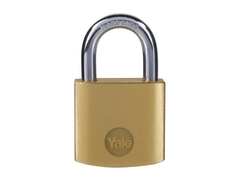 Yale Brass Padlock, 30mm, Hardened Steel Shackle