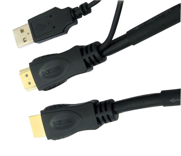 PRO SIGNAL Υψηλής Ταχύτητας Ενεργός Καλώδιο HDMI με Τροφοδοσία USB, 25m, Μαύρο
