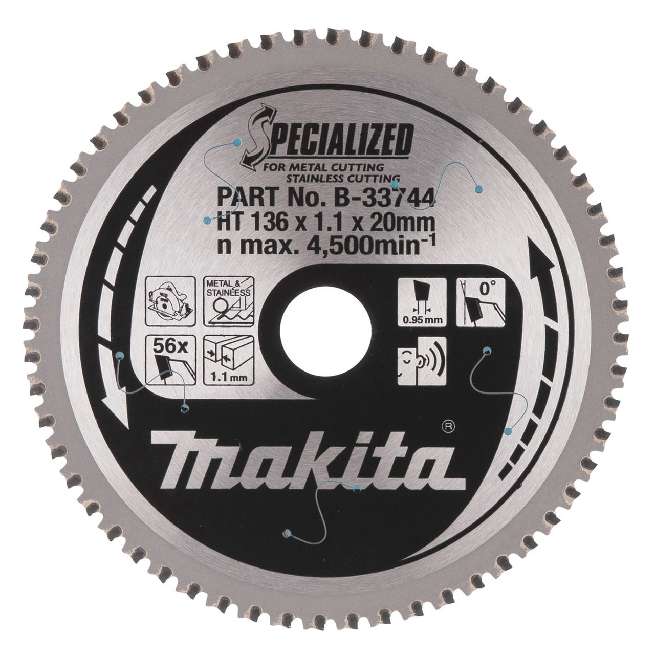 Makita Serra Circular B-33744 para Metal e Aço Inoxidável, 136mm