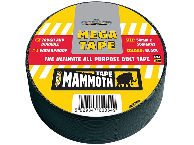 Everbuild Sika Mega All-Purpose Duct Tape, 50mm, Black