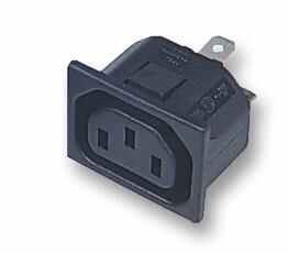 Bulgin - Soicéad Painéil IEC C13, Snap Fit, Dubh, 15A/250V