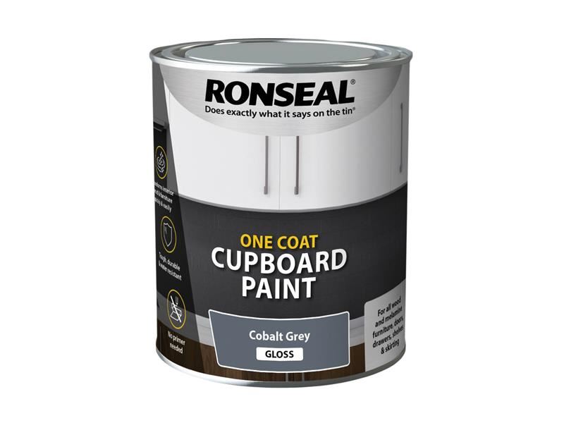 Ronseal ワンコートカップボードペイント コバルトグレー 光沢 750ml