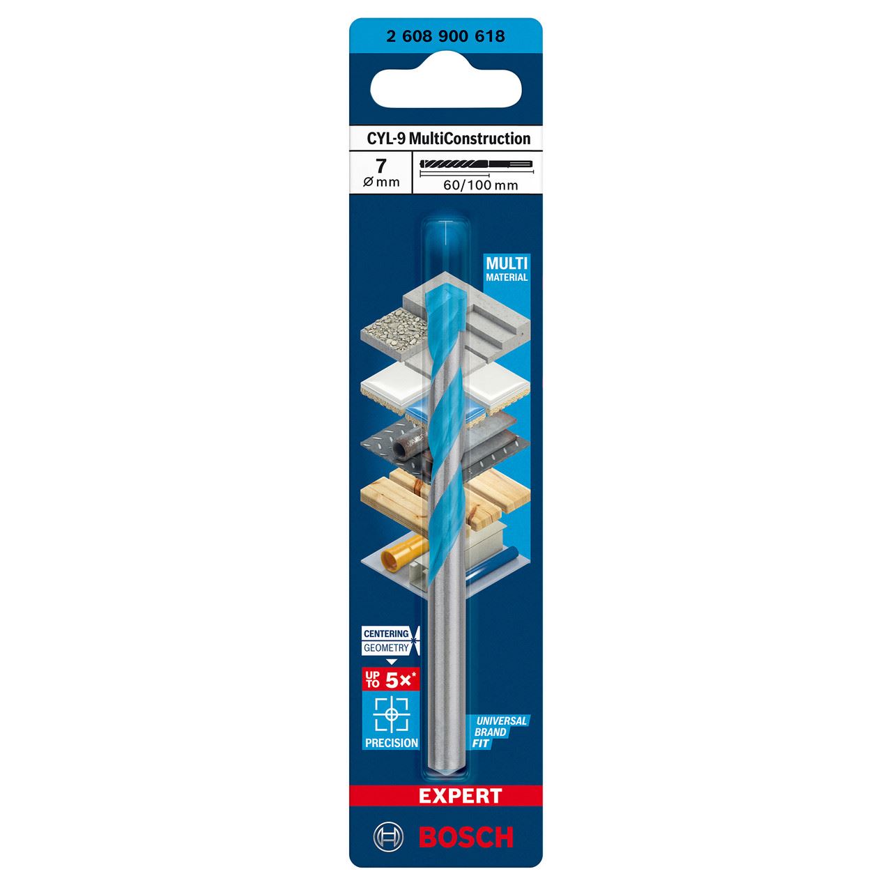 Bosch - 2608900618 CYL-9 Mata Gerudi Multi Konstruksi 7.0 x 60 x 100mm