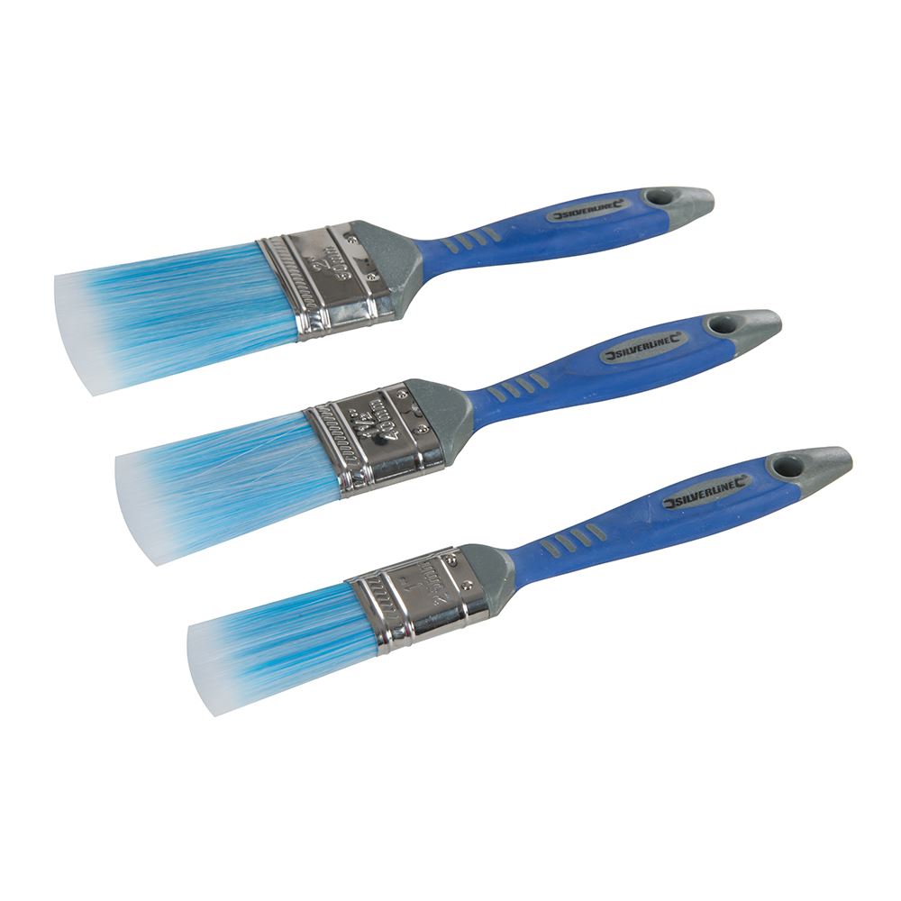 Silverline No-Loss Synthetic Paint Brush Set (3pce, 25-50mm)