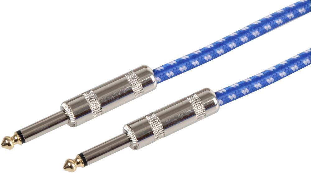 CHORD Câble Guitare Mâle vers Mâle 3m, 6.35mm (1/4″), Bleu/Blanc