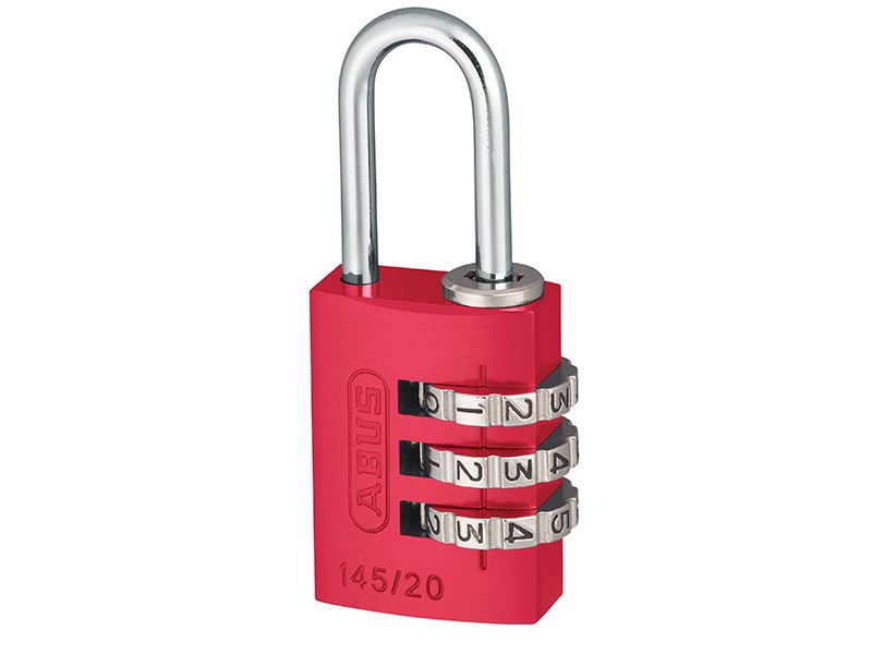 ABUS 145/20 20mm Aluminium Combination Padlock - Red
