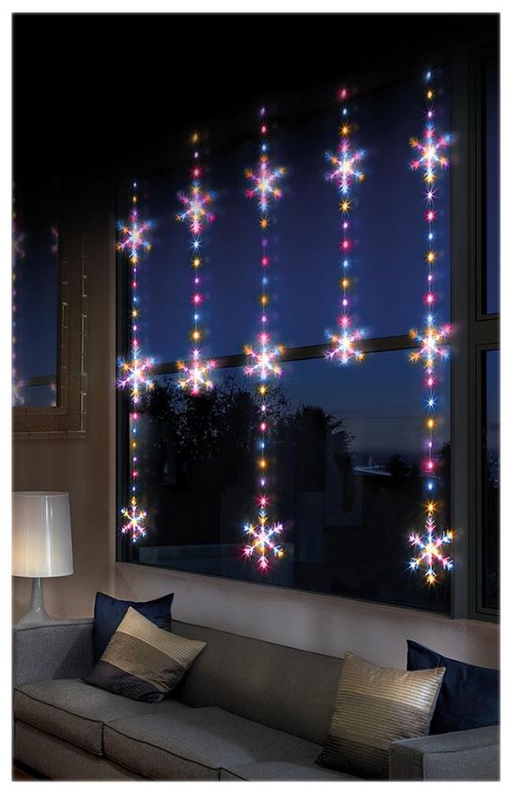 PREMIER Rainbow Pin Wire LED Twinkle Curtain, Eala Sneachta, 1.2m x 1.3m
