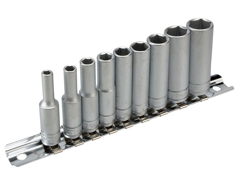 Teng Set M1407 di Cricchetti Profondi con Rastrelliera, 10 Pezzi, Attacco 1/4