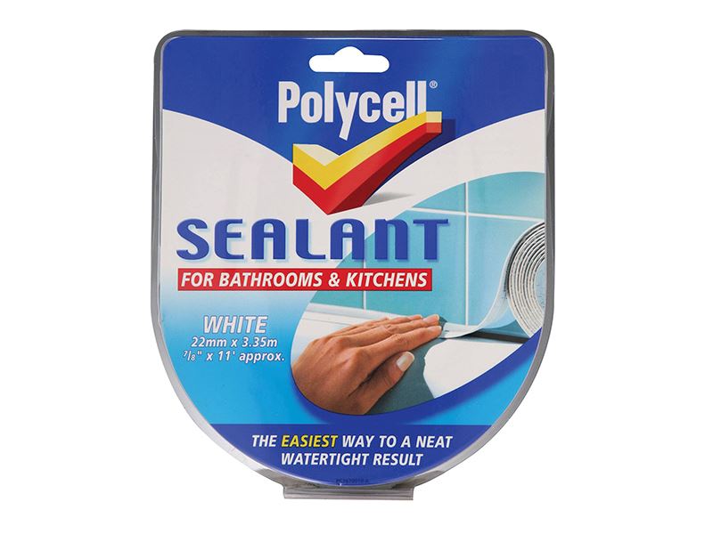 Polycell Kitchen & Bathroom Sealant Strip, White, 22mm x 3.35m