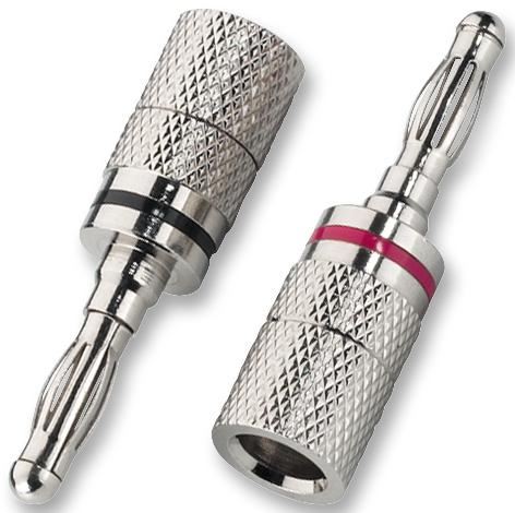 HiLo Nickel Plated 4mm Banana Plugs, Red/Black Pair
