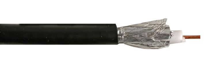 PRO POWER Câble coaxial RG6U, Noir, 100m