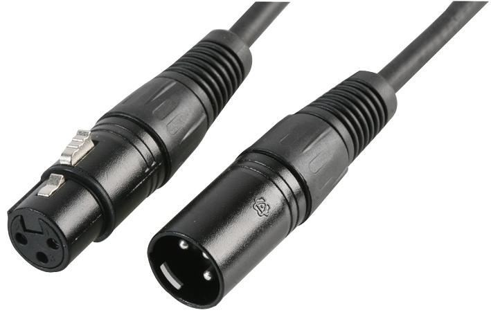 Pulse - Câble DMX, XLR 3 broches mâle vers femelle, 10m, Noir