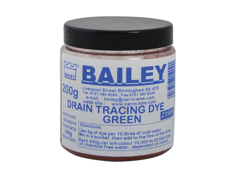 Bailey Products 3589 Green Drain Tracing Dye, 200g