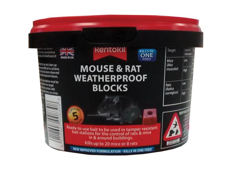 Rentokil Weatherproof Rat & Mouse Bait Blocks, Tub of 5
