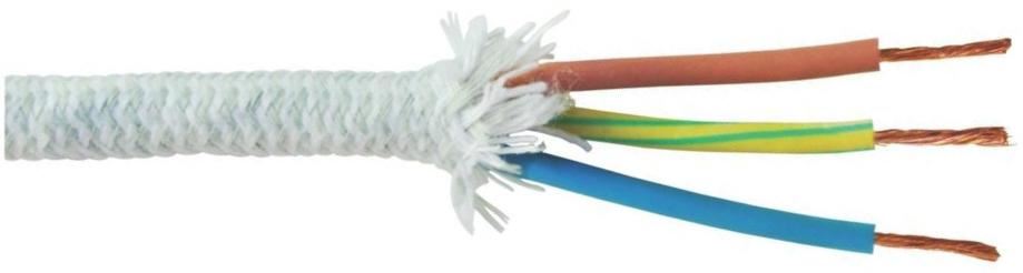 PRO ELEC 2043Y 3-Core Braided Mains Cable, 1mm², 10A, 2.5m, White