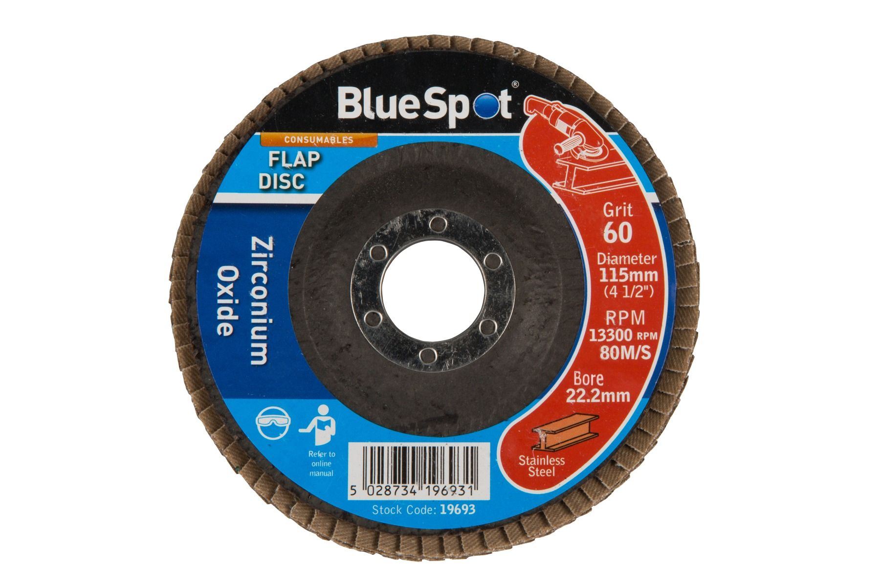 Blue Spot - Diosca Sciathán 60 Grit Ocsíd Shiarcóiniam 115mm