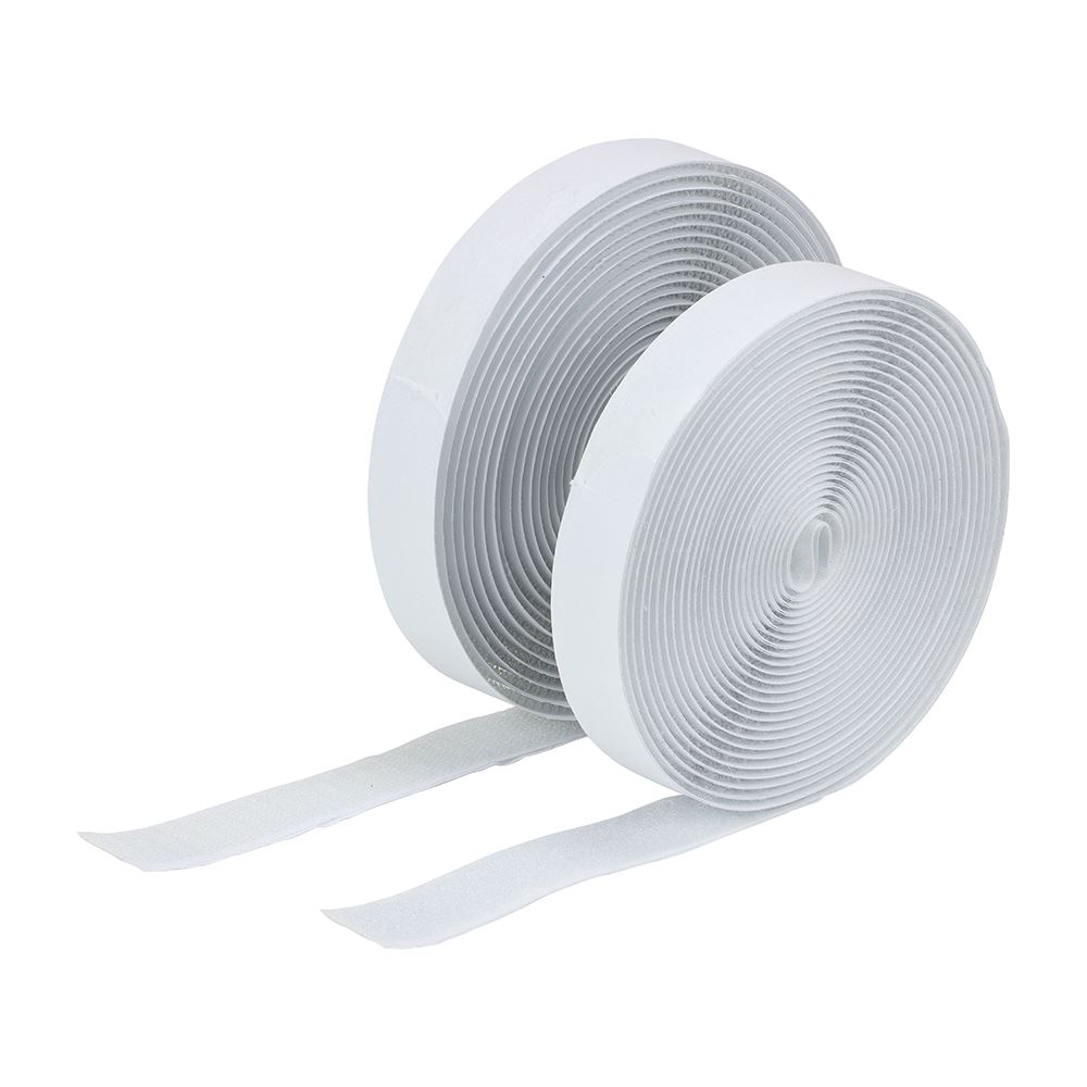 Timco Hook and Loop Tape, 5m x 20mm, White Nylon/Polyester