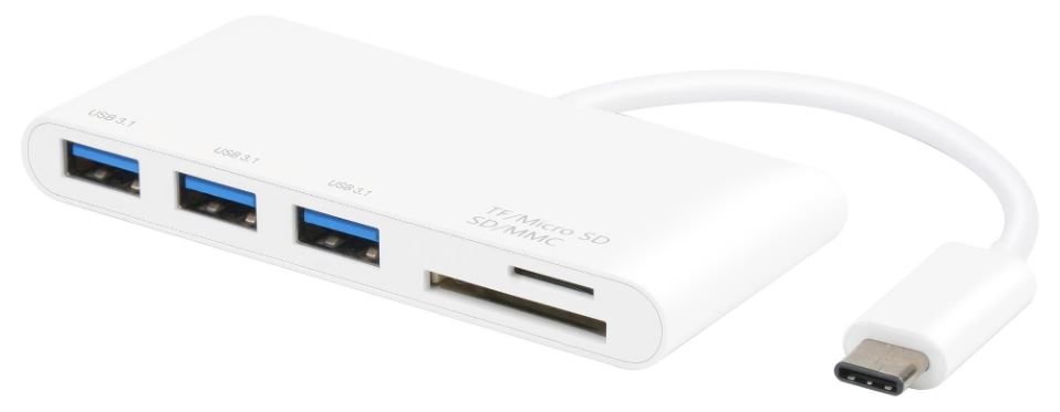 VIVANCO רכזת USB-C & קורא כרטיסים, 3x USB-A, USB 3.1