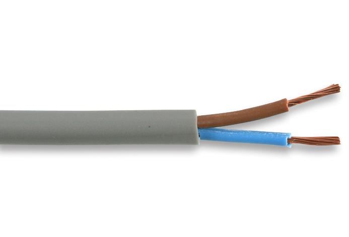 PRO POWER 2-Core 0.5mm² Grey Mains Cable (100m Reel)